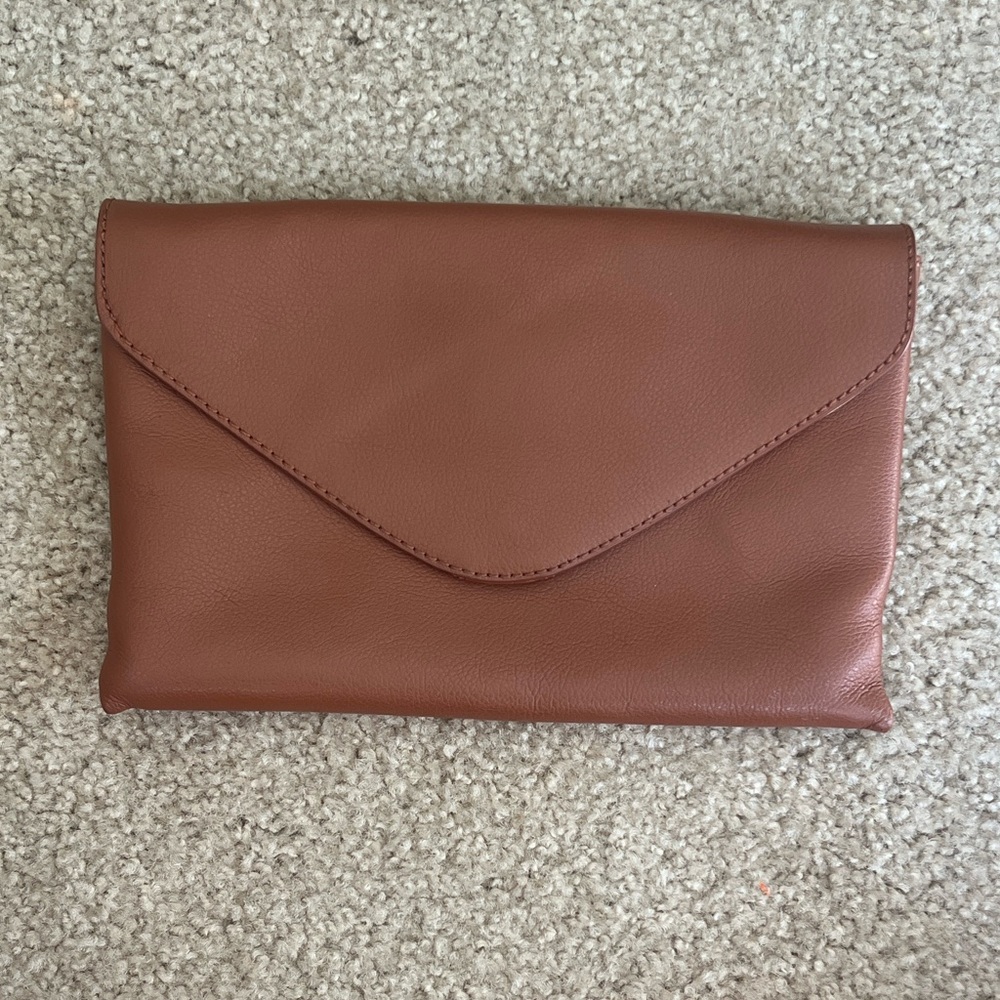 J. Crew Brown Leather Clutch